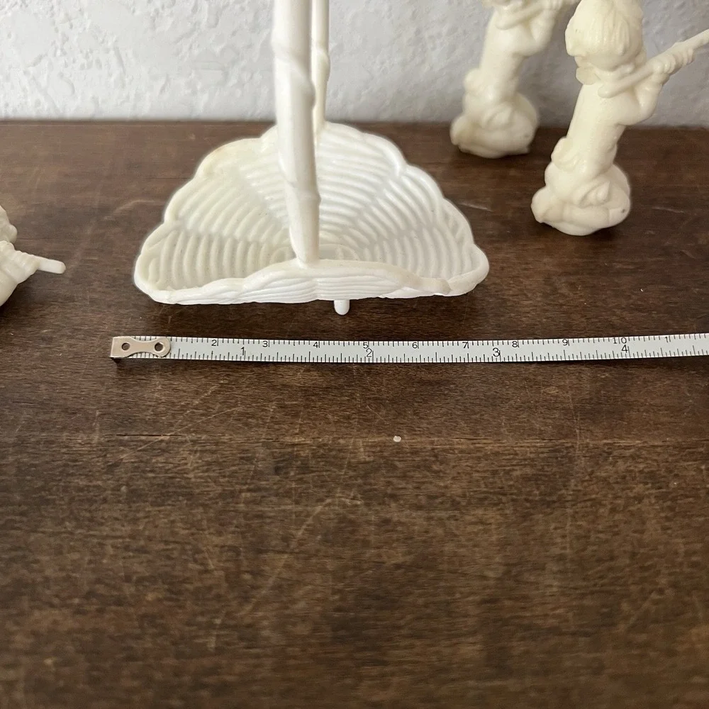 Vintage Wedding Cupcake Cake Decor Plastic White‎ Angels Cupid Basket Lot Of 5
